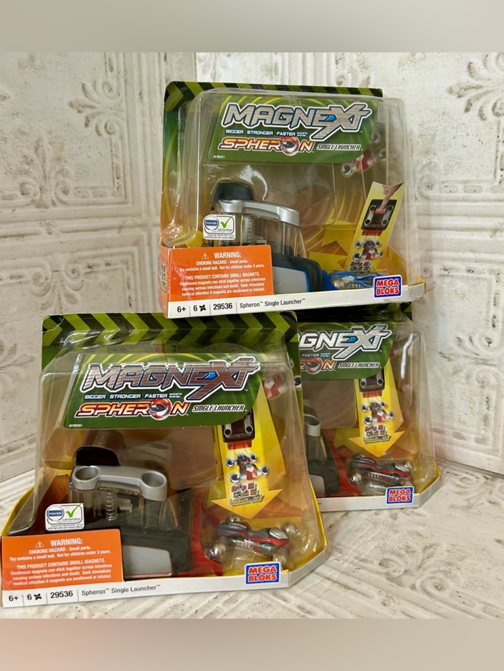 NEW Lot Of 3 Magnext Mega Bloks Spheron Cars and Launchers Sets 29536 NIB Sealed